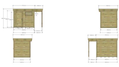 ABRI DE JARDIN bois Pin autoclave 27mm - 3,64x2,14m / 7,8m2 - Bac acier - Plancher bois