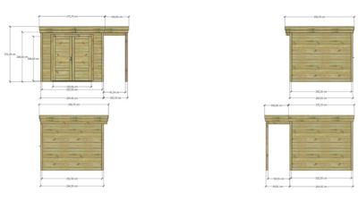 ABRI DE JARDIN bois Pin autoclave 27mm - 3,64x2,64m / 9,6m2 - Bac acier - Abri Français