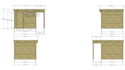 ABRI DE JARDIN bois Pin autoclave 27mm - 3,64x2,64m / 9,6m2 - Bac acier - Abri Français