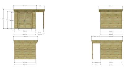 ABRI DE JARDIN bois Pin autoclave 27mm - 3,64x2,64m / 9,6m2 - Bac acier - Abri Français