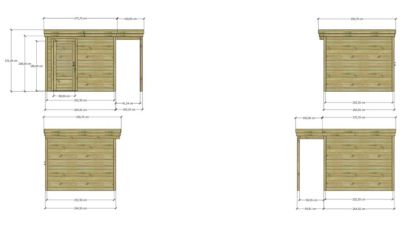 ABRI DE JARDIN bois Pin autoclave 27mm - 3,64x2,64m / 9,6m2 - Bac acier - Abri Français