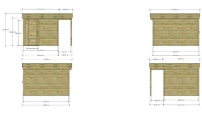 ABRI DE JARDIN bois Pin autoclave 27mm - 3,64x3,44m / 12,5m2 - Bac acier - Abri Français