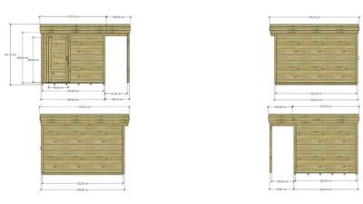 ABRI DE JARDIN bois Pin autoclave 27mm - 3,64x3,44m / 12,5m2 - Bac acier - Plancher bois