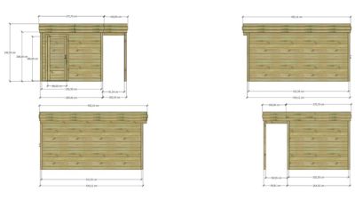 ABRI DE JARDIN bois Pin autoclave 27mm - 3,64x4,34m / 15,8m2 - Bac acier - Abri Français