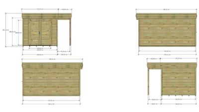 ABRI DE JARDIN bois Pin autoclave 27mm - 3,64x4,34m / 15,8m2 - Bac acier - Plancher bois