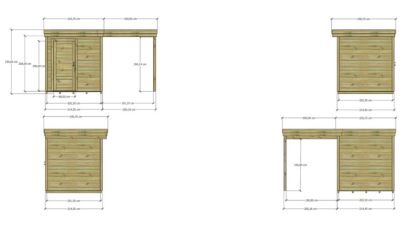 ABRI DE JARDIN bois Pin autoclave 27mm - 4,14x2,14m / 8,9m2 - Bac acier - Plancher bois