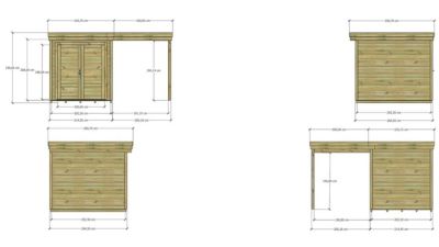 ABRI DE JARDIN bois Pin autoclave 27mm - 4,14x2,64m / 10,9m2 - Bac acier - Plancher bois