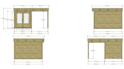 ABRI DE JARDIN bois Pin autoclave 27mm - 4,14x3,44m / 14,2m2 - Bac acier - Plancher bois