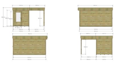 ABRI DE JARDIN bois Pin autoclave 27mm - 4,14x4,34m / 18m2 - Bac acier - Plancher bois