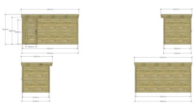 ABRI DE JARDIN bois Pin autoclave 27mm - 4,34x2,14m / 9,3m2 - Bac acier - Abri Français