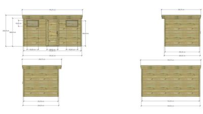 ABRI DE JARDIN bois Pin autoclave 27mm - 4,34x2,64m / 11,5m2 - Bac acier - Abri Français