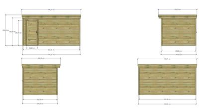 ABRI DE JARDIN bois Pin autoclave 27mm - 4,34x2,64m / 11,5m2 - Bac acier - Abri Français