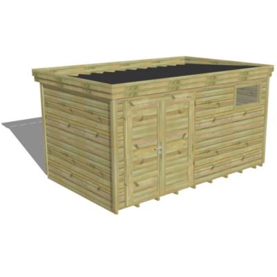 ABRI DE JARDIN bois Pin autoclave 27mm - 4,34x2,64m / 11,5m2 - Bac acier - Plancher bois