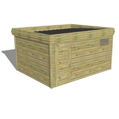 ABRI DE JARDIN bois Pin autoclave 27mm - 4,34x3,44m / 14,9m2 - Bac acier - Abri Français