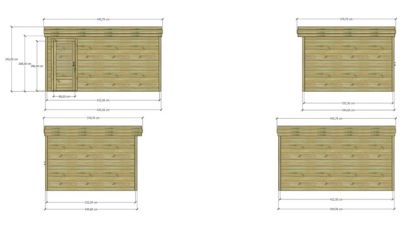 ABRI DE JARDIN bois Pin autoclave 27mm - 4,34x3,44m / 14,9m2 - Bac acier - Abri Français