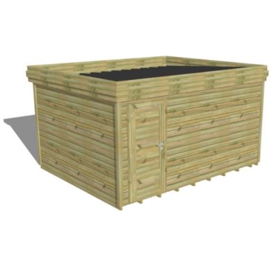 ABRI DE JARDIN bois Pin autoclave 27mm - 4,34x3,44m / 14,9m2 - Bac acier - Plancher bois