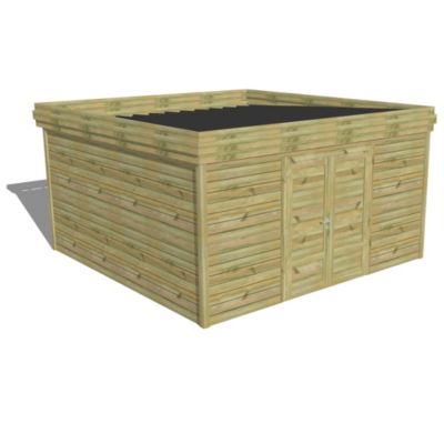 ABRI DE JARDIN bois Pin autoclave 27mm - 4,34x4,34m / 18,8m2 - Bac acier - Abri Français