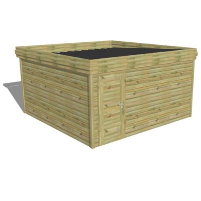 ABRI DE JARDIN bois Pin autoclave 27mm - 4,34x4,34m / 18,8m2 - Bac acier - Abri Français