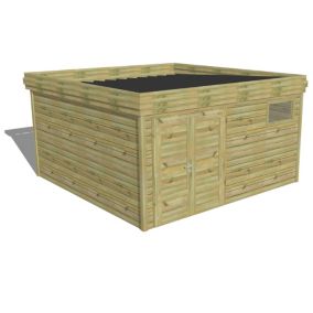 ABRI DE JARDIN bois Pin autoclave 27mm - 4,34x4,34m / 18,8m2 - Bac acier - Abri Français