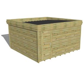 ABRI DE JARDIN bois Pin autoclave 27mm - 4,34x4,34m / 18,8m2 - Bac acier - Plancher bois