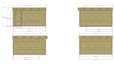 ABRI DE JARDIN bois Pin autoclave 27mm - 4,34x4,34m / 18,8m2 - Bac acier - Plancher bois