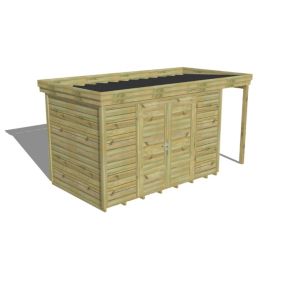 ABRI DE JARDIN bois Pin autoclave 27mm - 4,44x2,14m / 9,5m2 - Bac acier - Plancher bois