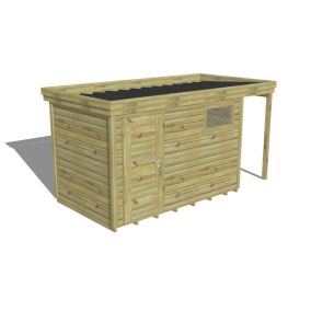 ABRI DE JARDIN bois Pin autoclave 27mm - 4,44x2,14m / 9,5m2 - Bac acier - Plancher bois