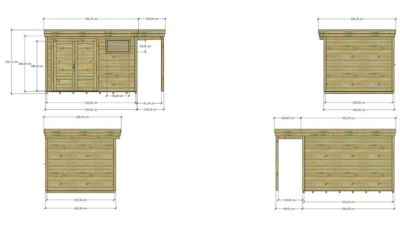 ABRI DE JARDIN bois Pin autoclave 27mm - 4,44x2,64m / 11,7m2 - Bac acier - Plancher bois