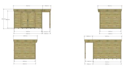 ABRI DE JARDIN bois Pin autoclave 27mm - 4,44x2,64m / 11,7m2 - Bac acier - Plancher bois