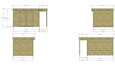 ABRI DE JARDIN bois Pin autoclave 27mm - 4,44x2,64m / 11,7m2 - Bac acier - Plancher bois