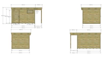 ABRI DE JARDIN bois Pin autoclave 27mm - 4,44x2,64m / 11,7m2 - Bac acier - Plancher bois