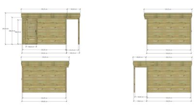 ABRI DE JARDIN bois Pin autoclave 27mm - 4,44x3,44m / 15,3m2 - Bac acier - Abri Français