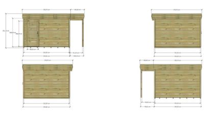 ABRI DE JARDIN bois Pin autoclave 27mm - 4,44x3,44m / 15,3m2 - Bac acier - Plancher bois