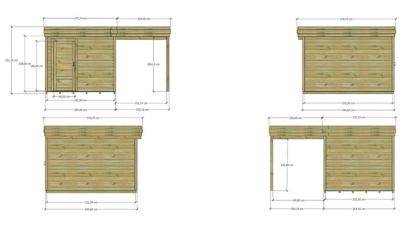 ABRI DE JARDIN bois Pin autoclave 27mm - 4,64x3,44m / 16m2 - Bac acier - Plancher bois