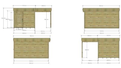 ABRI DE JARDIN bois Pin autoclave 27mm - 4,64x4,34m / 20,1m2 - Bac acier - Plancher bois