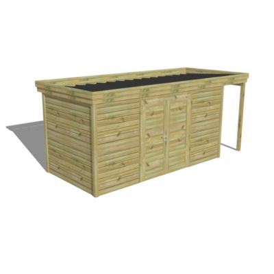 ABRI DE JARDIN bois Pin autoclave 27mm - 5,34x2,14m / 11,4m2 - Bac acier - Abri Français