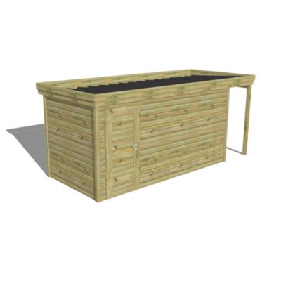 ABRI DE JARDIN bois Pin autoclave 27mm - 5,34x2,14m / 11,4m2 - Bac acier - Abri Français