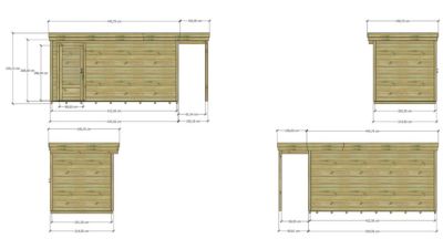 ABRI DE JARDIN bois Pin autoclave 27mm - 5,34x2,14m / 11,4m2 - Bac acier - Plancher bois