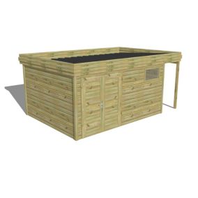 ABRI DE JARDIN bois Pin autoclave 27mm - 5,34x3,44m / 18,4m2 - Bac acier - Abri Français