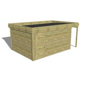 ABRI DE JARDIN bois Pin autoclave 27mm - 5,34x3,44m / 18,4m2 - Bac acier - Abri Français