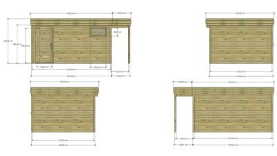 ABRI DE JARDIN bois Pin autoclave 27mm - 5,34x3,44m / 18,4m2 - Bac acier - Abri Français