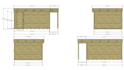 ABRI DE JARDIN bois Pin autoclave 27mm - 5,34x3,44m / 18,4m2 - Bac acier - Plancher bois