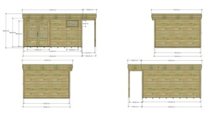 ABRI DE JARDIN bois Pin autoclave 27mm - 5,34x3,44m / 18,4m2 - Bac acier - Plancher bois