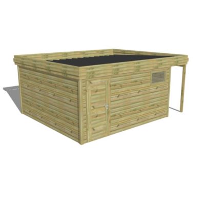 ABRI DE JARDIN bois Pin autoclave 27mm - 5,34x4,34m / 23,2m2 - Bac acier - Abri Français