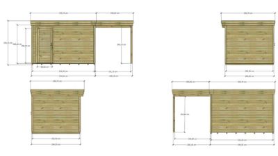 ABRI DE JARDIN bois Pin autoclave 27mm - 5,44x2,64m / 14,4m2 - Bac acier - Plancher bois