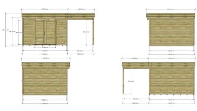 ABRI DE JARDIN bois Pin autoclave 27mm - 5,44x3,44m / 18,7m2 - Bac acier - Plancher bois