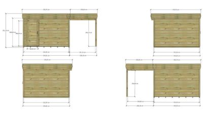 ABRI DE JARDIN bois Pin autoclave 27mm - 5,44x3,44m / 18,7m2 - Bac acier - Plancher bois