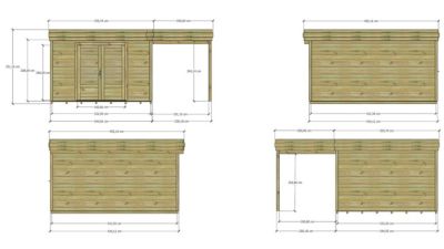 ABRI DE JARDIN bois Pin autoclave 27mm - 5,44x4,34m / 23,6m2 - Bac acier - Plancher bois