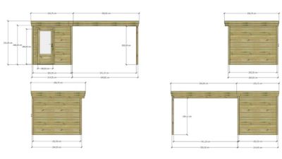 ABRI DE JARDIN bois Pin autoclave 27mm - 5,64x2,64m / 14,9m2 - Bac acier - Abri Français