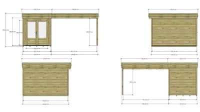 ABRI DE JARDIN bois Pin autoclave 27mm - 5,64x3,44m / 19,4m2 - Bac acier - Plancher bois